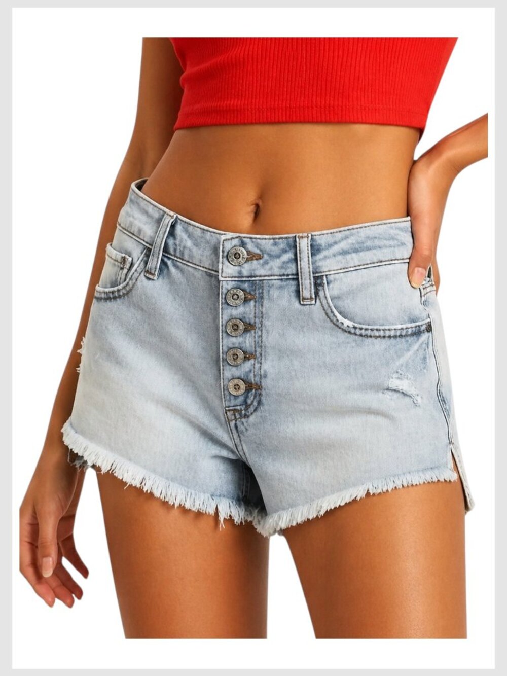 Free People Denim Shorts Light Wash Button Fly Low Rise 26
